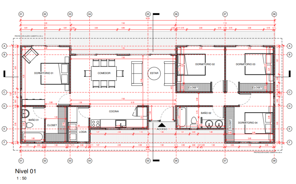 Planta Casa Norden 112, lista para construir con paneles SIP